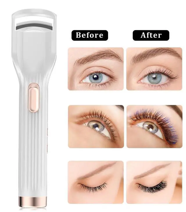 Alt view image 2 of 7 - Heated Eyelash Curler Premium PRO - Fast Heat up in 8s - 24 Hours Long Lasting - Rechargeable Electric Eyelash Curler with Type-C, Innovative L Silicone, 2 Heat Modes, Anti-Burn Eyelid, White-EB