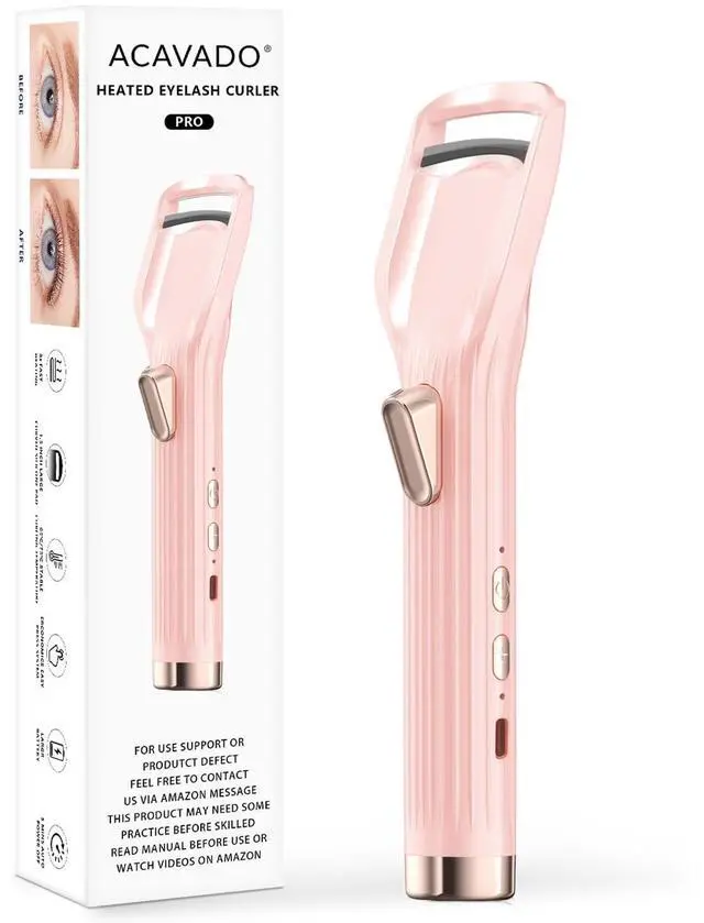 Main image of Heated Eyelash Curler Premium PRO - Fast Heat up in 8s - 24 Hours Long Lasting - Rechargeable Electric Eyelash Curler with Type-C, Innovative L Silicone, 2 Heat Modes, Anti-Burn Eyelid, Pink-IB