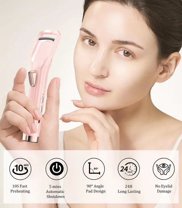 Alt view image 2 of 7 - Heated Eyelash Curler Premium PRO - Fast Heat up in 8s - 24 Hours Long Lasting - Rechargeable Electric Eyelash Curler with Type-C, Innovative L Silicone, 2 Heat Modes, Anti-Burn Eyelid, Pink-IB