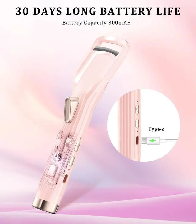 Alt view image 7 of 7 - Heated Eyelash Curler Premium PRO - Fast Heat up in 8s - 24 Hours Long Lasting - Rechargeable Electric Eyelash Curler with Type-C, Innovative L Silicone, 2 Heat Modes, Anti-Burn Eyelid, Pink-IB