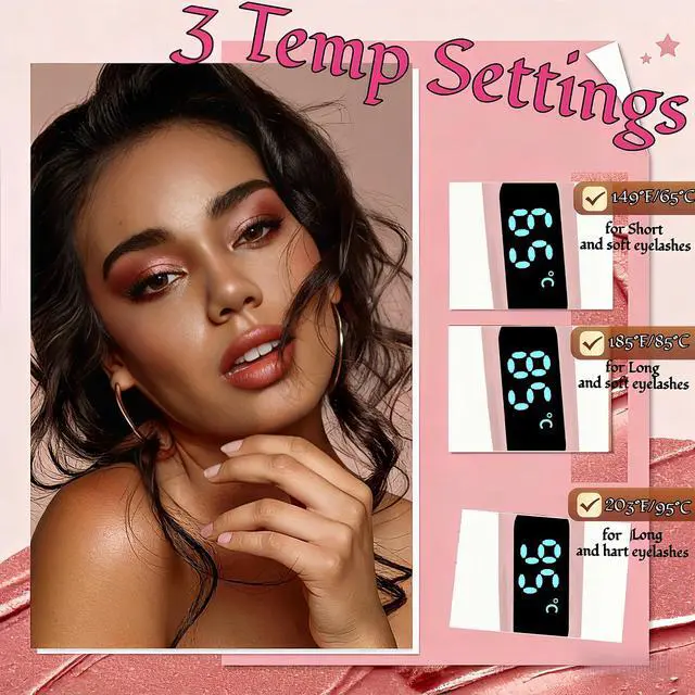 Alt view image 3 of 6 - Heated Eyelash Curler - Heated Lash Curler Electric Eyelash Curler 3 Temp Settings for Makeup Tools for Achieving A Natural Curl and Long Lasting Eyelashes, Designed for Women, Pink BB