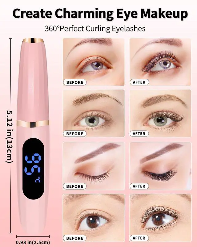 Alt view image 3 of 7 - Heated Eyelash Curlers - Eye Lash Curler Heat - Mini Electric Eyelash Curler with LED Display 3 Temp Settings USB Rechargeable Natural Curling 24H Long Lasting for Women Makeup Tools Gifts