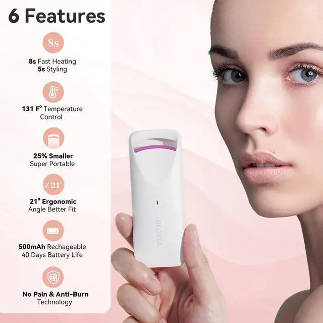 Alt view image 2 of 7 - Heated Eyelash Curler Fast 8-Second Heat for Long-Lasting Curls Portable Rechargeable Heated Lash Curler, Safe & Effective Eyelash Curlers for All-Day Volume and Lift