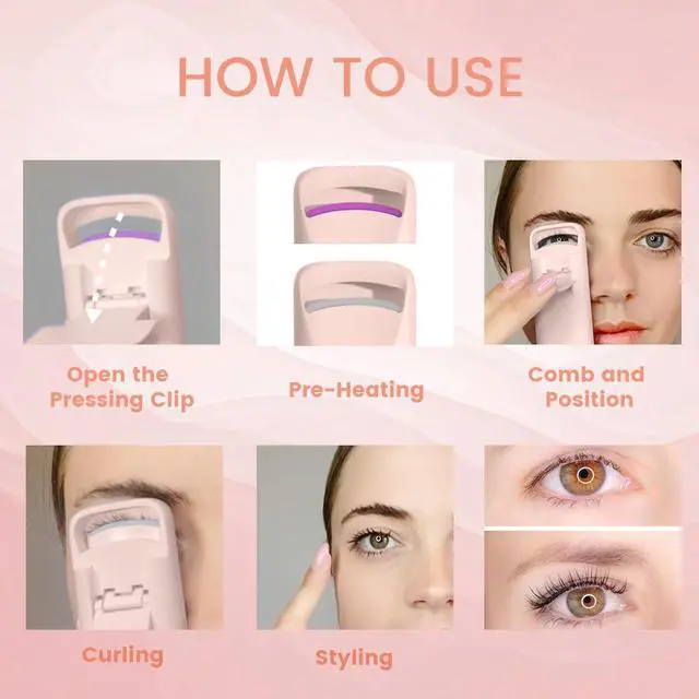 Alt view image 7 of 7 - Heated Eyelash Curler - Electric Eyelash Curler with Heat Sensitive Silicone Pad, Type-C Rechargeable Mini Lash Curler, 8s Fast Heating 24hrs Long Lasting Lash Lift to Style Natural Eyelashes