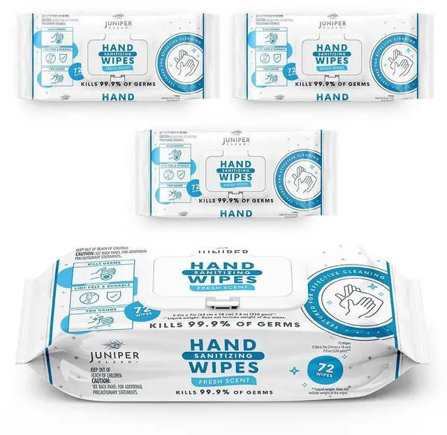 Main image of 3 Pack Hand Sanitizing Wipes, 216 Count Disposable Hand Sanitizer Wipes, Fresh Scent, Lint Free & Durable