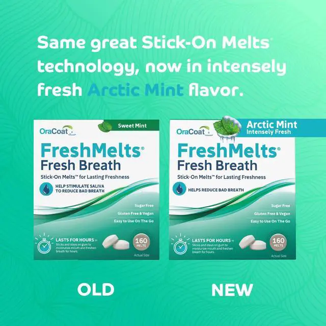 Alt view image 2 of 7 - FreshMelts Fresh Breath Stick-on Melts for Lasting Freshness, 40 Count Breath Freshener for Bad Breath, Non-Acidic & Sugar-Free, Arctic Mint