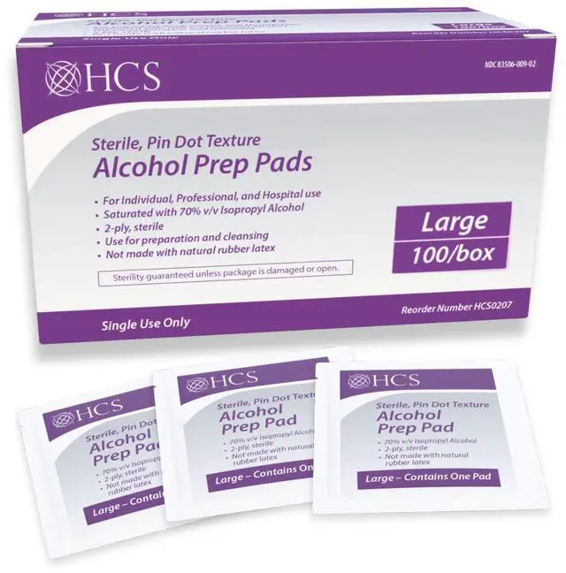 Main image of Large Alcohol Prep Pads, 70% Isopropyl Alcohol Wipes for Injections