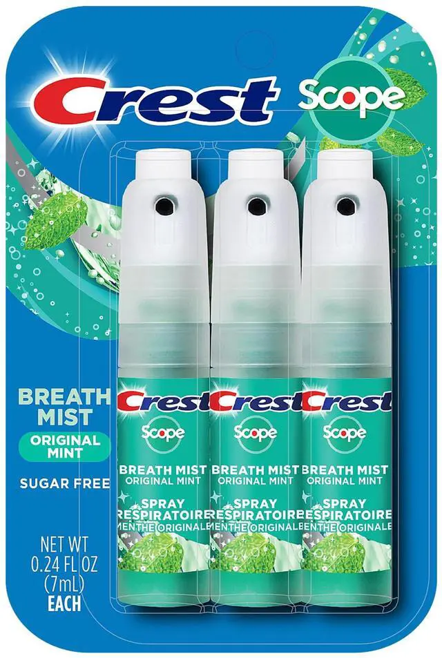 Main image of Scope | One 3-Pack of Mint Breath Mist Sprays (3 Total Sprays) - 0.24 Ounce (7mL) Each 0.72 Ounces Total
