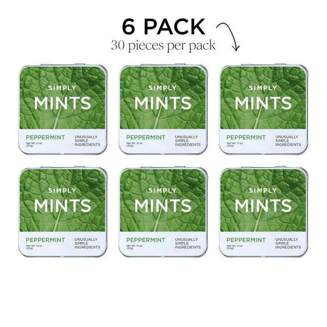 Alt view image 2 of 7 - MINTS Natural Peppermint Breath Mints, 6 Pack (180 Pieces), Made With Real Peppermint Oil | Aspartame-Free, Sorbitol-Free, Xylitol-Free, Vegan, Kosher, Non-GMO