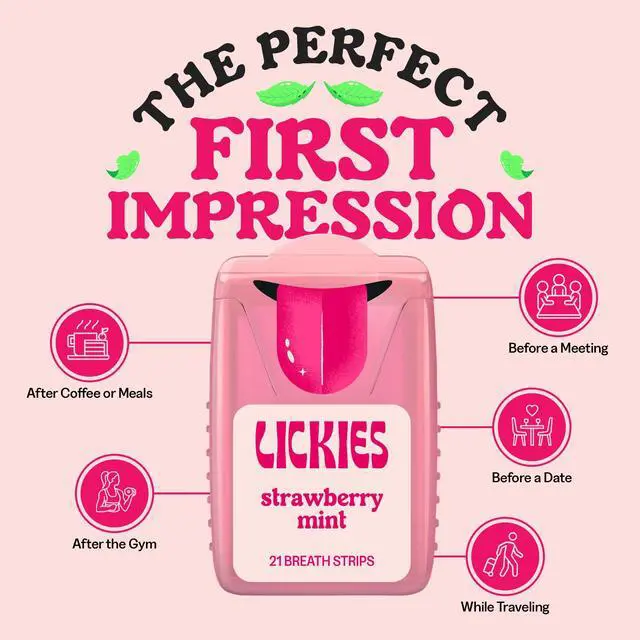 Alt view image 4 of 7 - Strawberry Mint Breath Strips | On-the-Go, Sugar Free Mouth Freshener | Dissolving Breath Mint Strips to Instantly Refresh Your Mouth | 3 Pack, 63 Strips