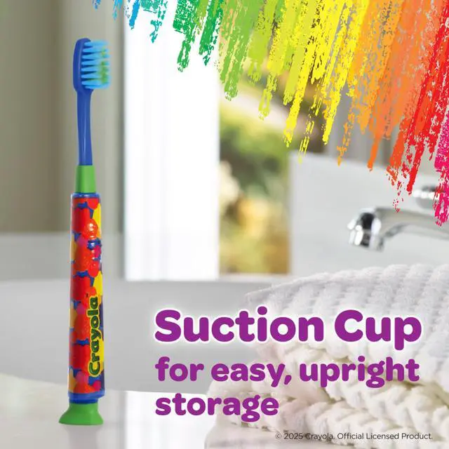 Alt view image 4 of 7 - Crayola Deep Clean Childrens Toothbrush, Extra Soft Toothbrush for Kids, Suction Cup Base, Ages 4+, 1 Count(Pack of 4)