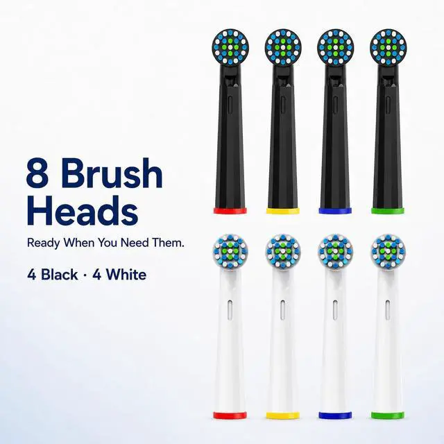 Alt view image 7 of 7 - Replacement Heads Compatible with Oral-B Pro 1000, Soft Bristles, 8 Pack