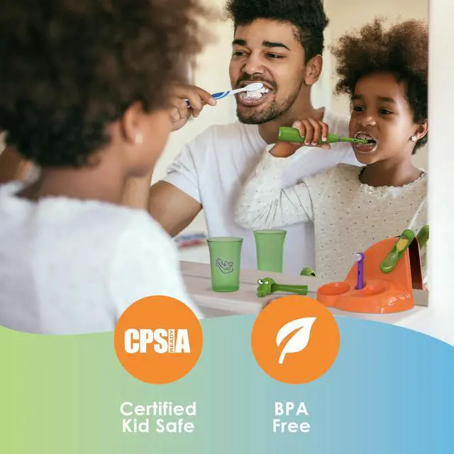 Alt view image 5 of 7 - Kids Electric Toothbrush Set - Safe & Effective for Ages 3+ - Parent Tested & Approved with Gentle Bristles, 2 Brush Heads, Rinse Cup, 2-Minute Timer, & Storage Base (Buddy the Bear)