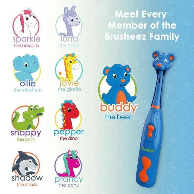 Alt view image 7 of 7 - Kids Electric Toothbrush Set - Safe & Effective for Ages 3+ - Parent Tested & Approved with Gentle Bristles, 2 Brush Heads, Rinse Cup, 2-Minute Timer, & Storage Base (Buddy the Bear)