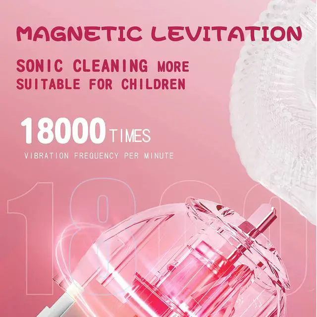 Alt view image 6 of 7 - Kids U Shaped Electric Toothbrush with 4 Brush Heads, Sonic Toothbrush Kids with 5 Modes, Cartoon Dinosaur 360-Degree Cleaning IPX7 Waterproof Design (2-6 Age (Pink))