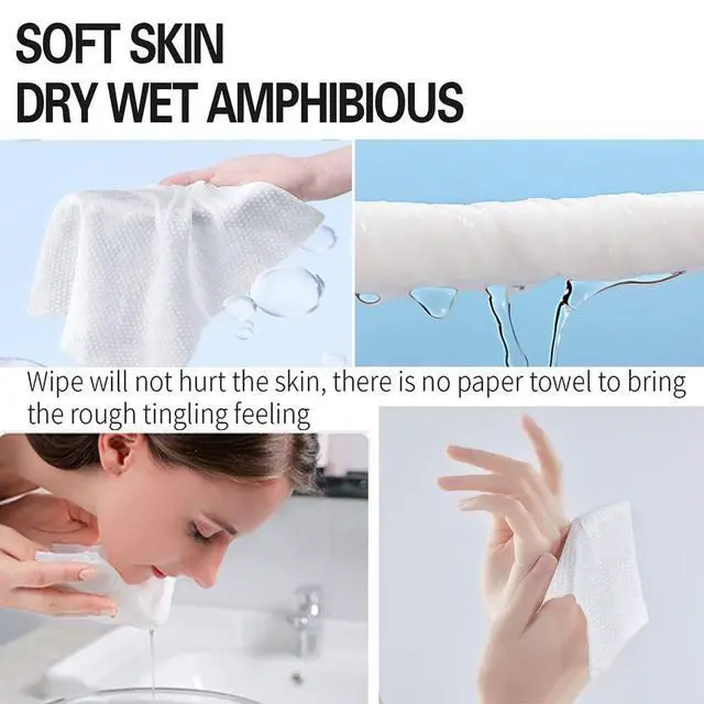 Alt view image 4 of 7 - Cotton Facial Dry Wipes 100 Count, Deeply Cleansing Disposable Face Towel Cotton Tissue, Multi-Purpose for Skin Care, Facial Tissue for Cleansing, Skincare and Makeup Remover