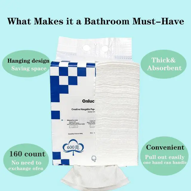 Alt view image 2 of 7 - Large PackDisposable Face Towels 160 Count,Hanging Design100% Bio-based Viscose Ultra Thick Face Towelettes,Dual-Texture,Single Use Face Towels Dry Wipes for Blemish or Sensitive Skin (160 count)
