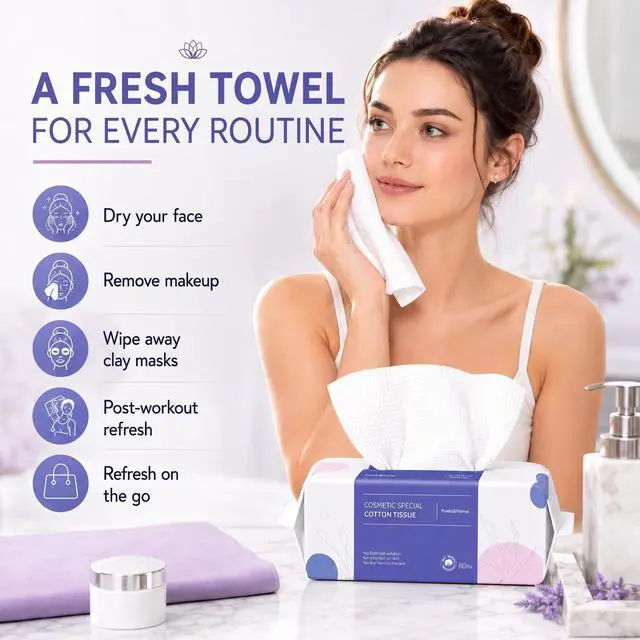 Alt view image 2 of 7 - Disposable Face Towels, Thick Yet Soft Cotton Dry Wipes, 1 Pack