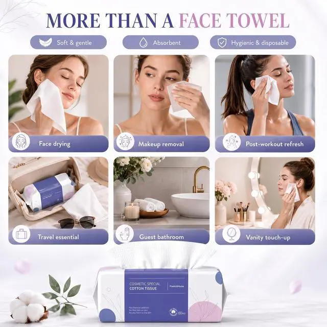 Alt view image 5 of 7 - Disposable Face Towels, Thick Yet Soft Cotton Dry Wipes, 1 Pack