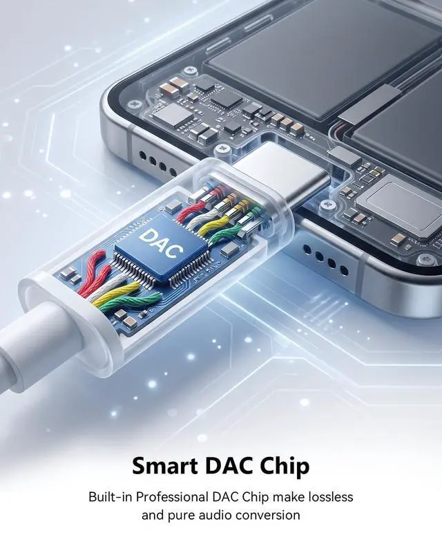 Alt view image 7 of 7 - USB C to Dual Type C 2-in-1 Adapter, Type C Audio & PD Fast Charging Splitter Dongle, Simultaneous Listening and Charging for iPhone 15/16/17, iPad, Samsung S24/S26 Ultra, Note 20 (2 Pack)