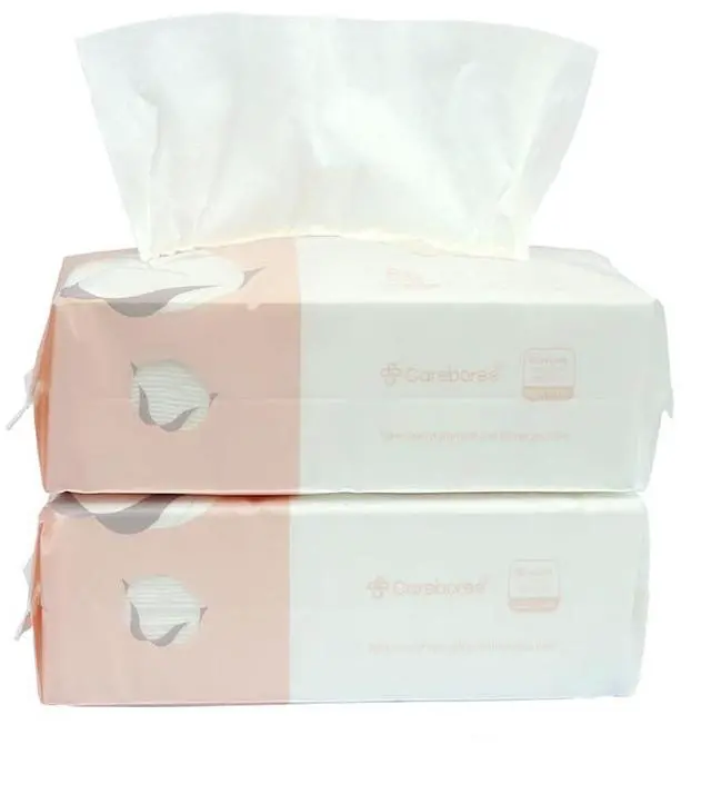 Main image of Extra Thick Facial Cotton Tissue Dry Wipes, 100% Cotton 2 Pack