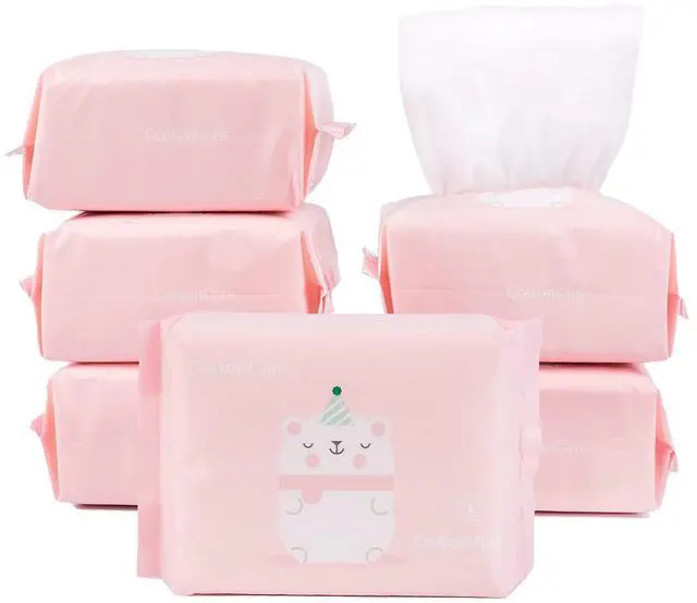 Main image of Baby Dry Wipe,100% Cotton,dry wipe cotton tissues,baby sensitive skin,taking care of baby skin,7.9 x 4.7 in 6-Pack (600 Count)