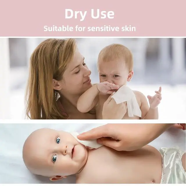 Alt view image 5 of 7 - Baby Dry Wipe,100% Cotton,dry wipe cotton tissues,baby sensitive skin,taking care of baby skin,7.9 x 4.7 in 6-Pack (600 Count)