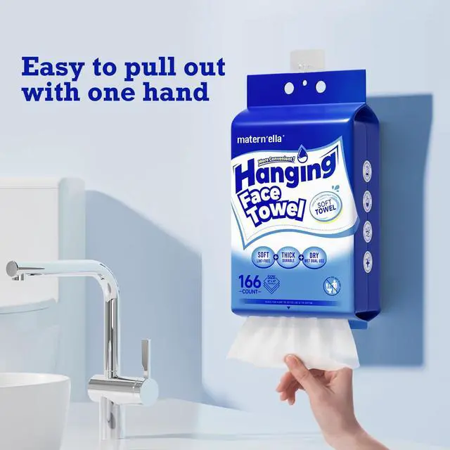 Alt view image 2 of 7 - Clean Face Towels Disposable Facial Washcloths Hanging 166 Cts
