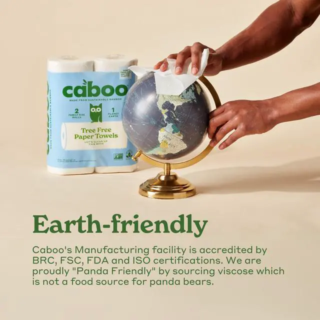 Alt view image 7 of 7 - Tree Free Paper Towels, 2 Rolls, Tree Free, Plastic Free, Earth Friendly, Sustainable Kitchen Paper Towels with Strong 2 Ply Sheets