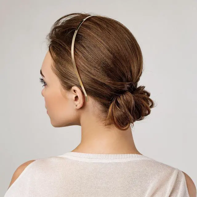 Alt view image 3 of 7 - 2pcs Smooth Metal Headbands for Women, Gold Silver Headbands
