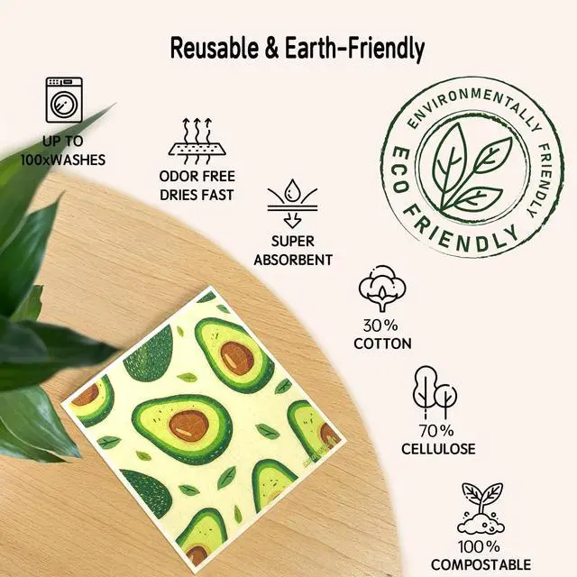 Alt view image 3 of 7 - Swedish Dishcloths for Kitchen 6 Pack, Reusable Paper Towels Super Absorbent, Biodegradable Quick Drying Washable Dish Cloths Dishwasher Safe, Perfect as Hostess or Housewarming Gifts (Fruit)