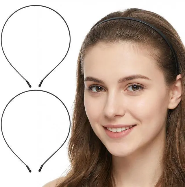 Main image of 2 Pcs Metal Headbands, Metal Hair Band for Man Black Headbands for Women Thin Head Band for Any Hairstyle Black Wire for Man Headpiece Headwear Hair Accessories
