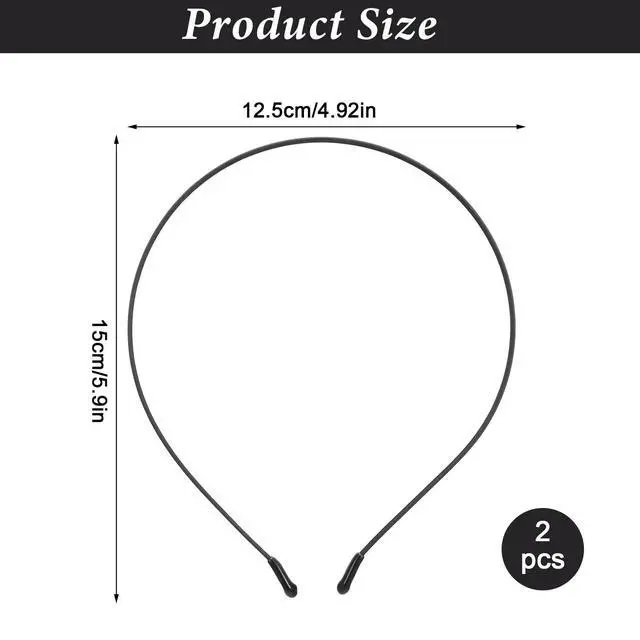 Alt view image 5 of 6 - 2 Pcs Metal Headbands, Metal Hair Band for Man Black Headbands for Women Thin Head Band for Any Hairstyle Black Wire for Man Headpiece Headwear Hair Accessories