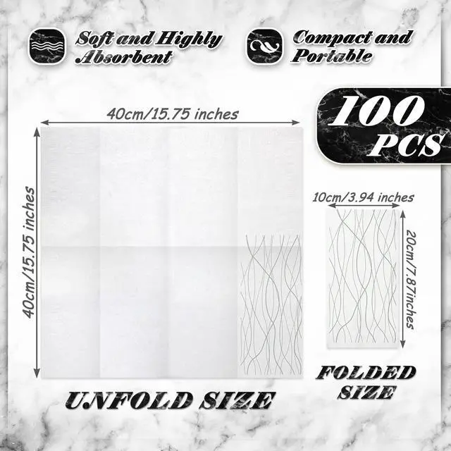 Alt view image 2 of 7 - 100 Count Guest Bathroom Paper Hand Towel Disposable Towels Paper Napkins for Guest Disposable Hand Towels Decorative Napkins for Kitchen Parties Wedding