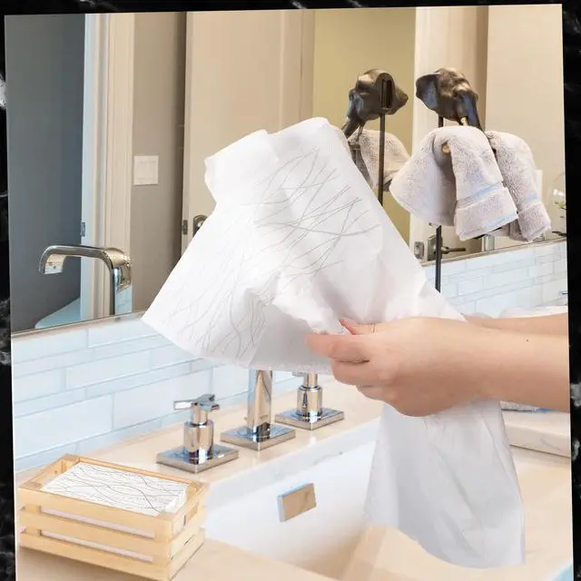Alt view image 3 of 7 - 100 Count Guest Bathroom Paper Hand Towel Disposable Towels Paper Napkins for Guest Disposable Hand Towels Decorative Napkins for Kitchen Parties Wedding