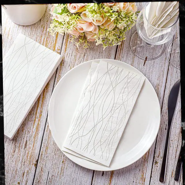 Alt view image 7 of 7 - 100 Count Guest Bathroom Paper Hand Towel Disposable Towels Paper Napkins for Guest Disposable Hand Towels Decorative Napkins for Kitchen Parties Wedding