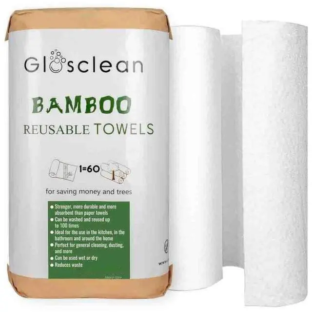 Main image of Paper Towels | Reusable Towels 2 Rolls. Plastic Free Paper Rolls for Home & Kitchen Cleaning