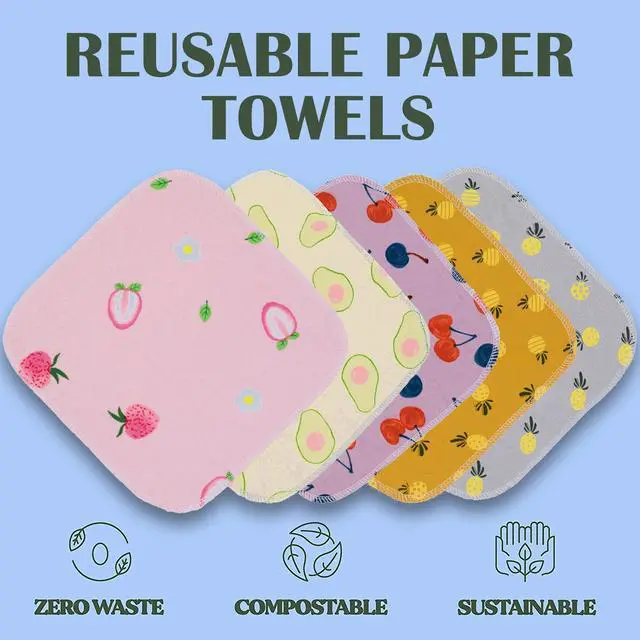 Alt view image 2 of 7 - Reusable Paper Towels Washable Roll, 25 Pack Reusable Paper Towel