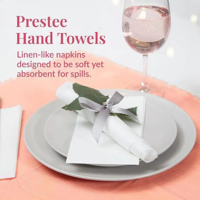 Alt view image 2 of 6 - 50-Pack Paper Towels - 7.8 x 4.25 Inch Soft Linen Feel Paper Napkins - Durable and Absorbent Hand Towels for Bathroom - Disposable Table Napkins for Weddings, Dinners, Christmas, Thanksgiving
