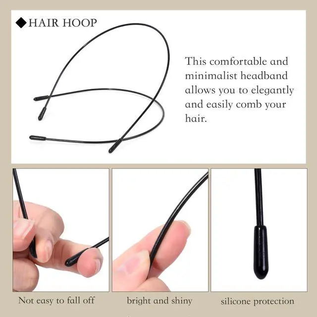 Alt view image 2 of 7 - 2 Pcs Metal Headbands for Women, Black Headpiece Wire Headband Trendy & Cute, Thin Head Band Simple and Stylish Headwear Hair Accessories (Black)