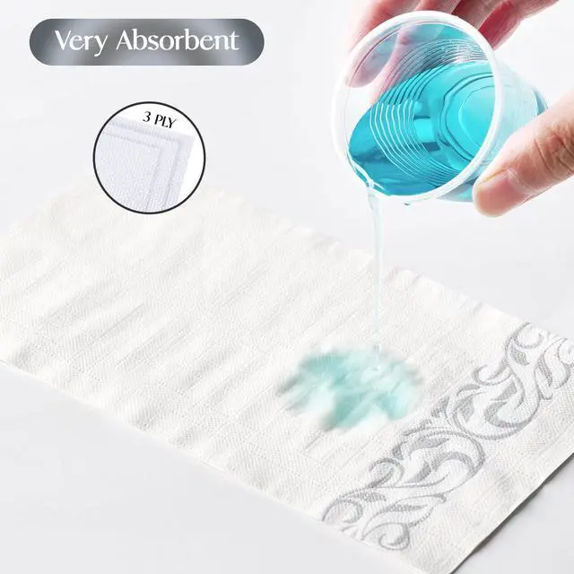 Alt view image 4 of 7 - 200 Pack Paper Napkins, Soft Dinner Napkins, 3 Ply, Silver