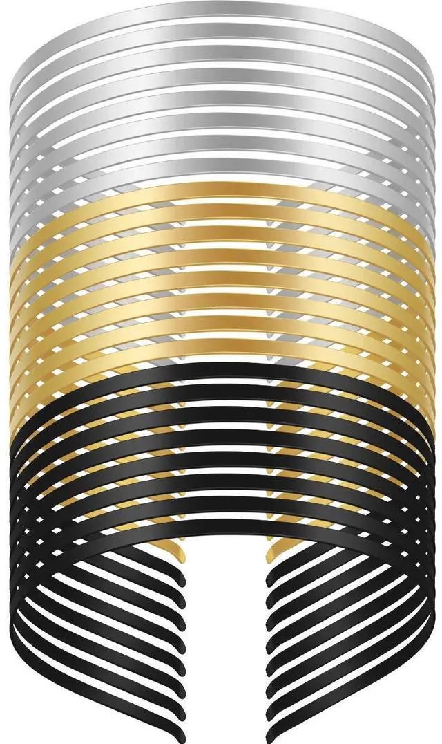 Main image of 24 Pieces Smooth Metal Headbands, Hair Band DIY Craft Frame, Plain Thin Bulk Headbands for Men Women Hair Accessory, Black, Silver, Gold