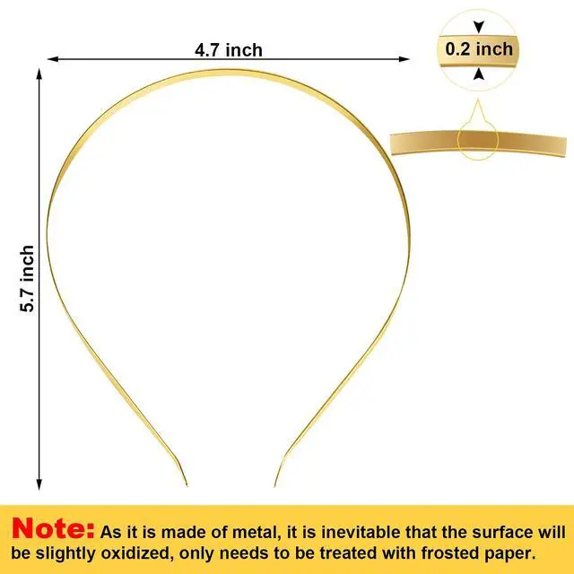 Alt view image 2 of 7 - 24 Pieces Smooth Metal Headbands, Hair Band DIY Craft Frame, Plain Thin Bulk Headbands for Men Women Hair Accessory, Black, Silver, Gold