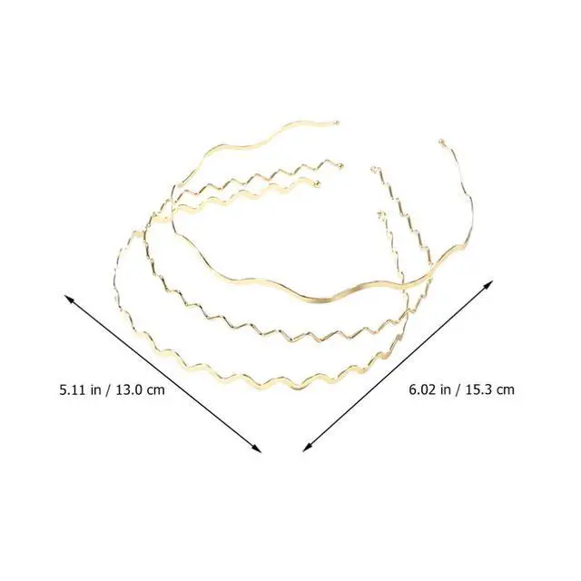 Alt view image 2 of 7 - Metal Wavy Hair Bands and Headbands Set - 3pcs Gold Hair Hoops for Women, Girls and Sports