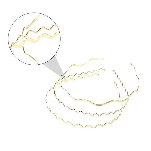 Alt view image 6 of 7 - Metal Wavy Hair Bands and Headbands Set - 3pcs Gold Hair Hoops for Women, Girls and Sports
