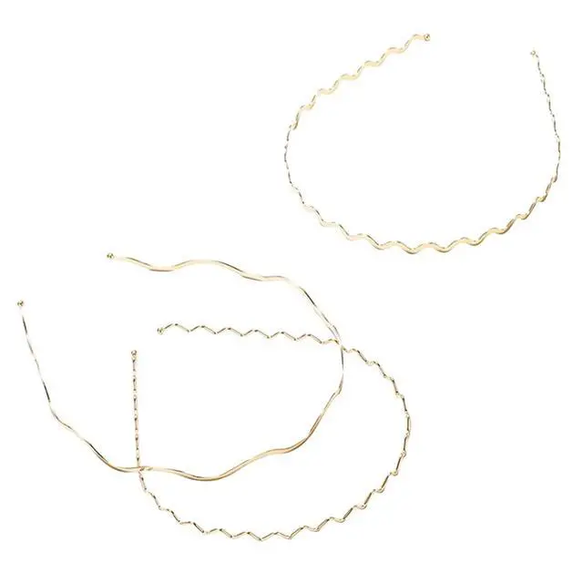 Alt view image 7 of 7 - Metal Wavy Hair Bands and Headbands Set - 3pcs Gold Hair Hoops for Women, Girls and Sports