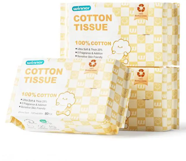 Main image of Thicker Baby Dry Wipes, 100% Cotton, 240 Count (Pack of 3)