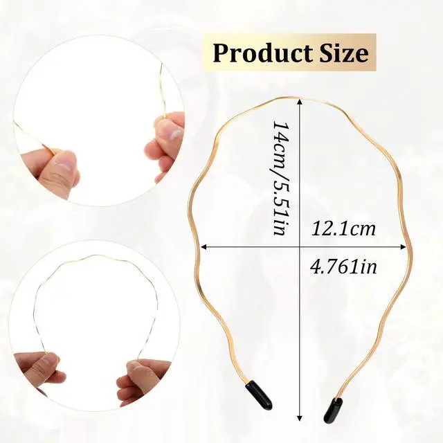 Alt view image 2 of 7 - Metal Headbands for Women - Gold and Silver Wavy Headband, Fashion Non-slip Thin Metal Hair Band Elastic Hair Bands Trendy Hair Styling Accessories for All Hairstyle