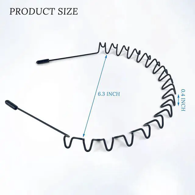 Alt view image 2 of 5 - 2 Pack Black Metal Wavy Headband, Wired Zigzag Spring Sports Fashion Headwear, Simple Hoop Clips Accessories for Women and Men