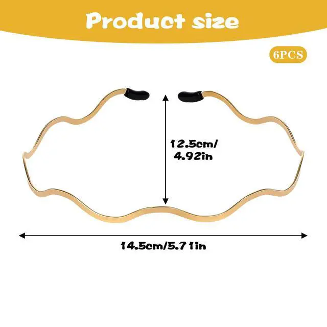 Alt view image 3 of 7 - 6 Pcs Metal Wavy Hair Bands, Wire Headbands Gold Silver Hair Hoop Accessories Adjustable Thin Headband for Women Trendy Daily Wear